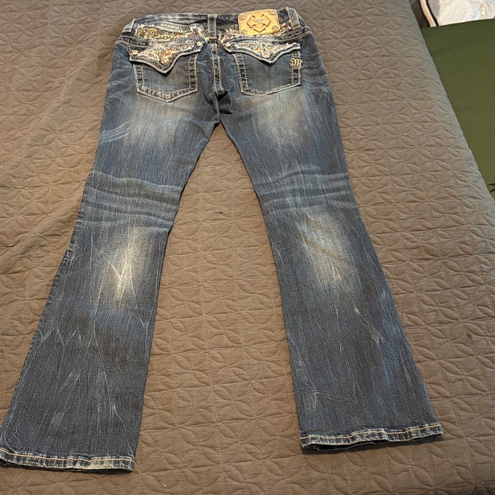 Miss Me Blue Embellished Flare Jeans